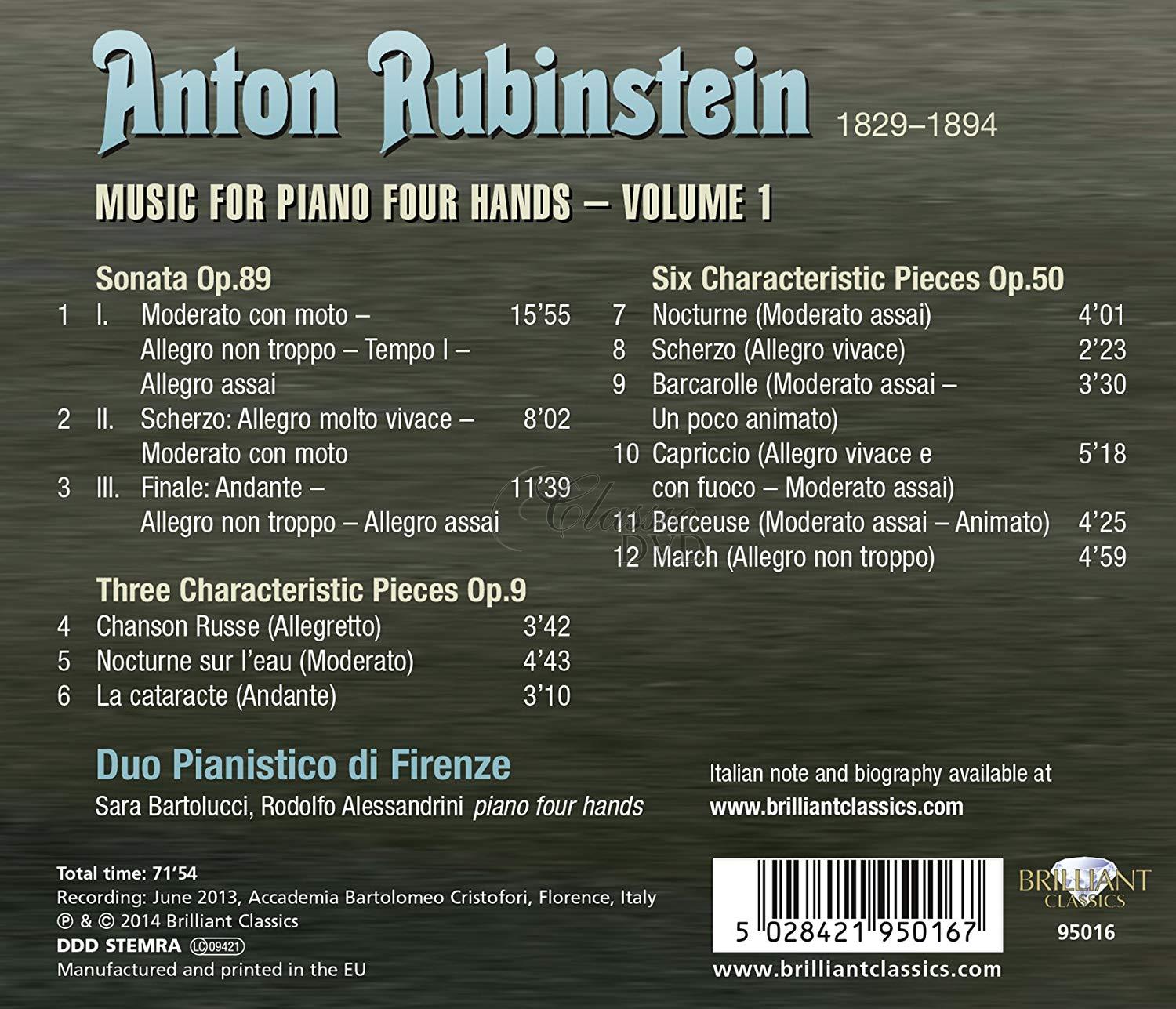Anton Rubinstein - Music for Piano Four Hands, Vol. 1 (CD)