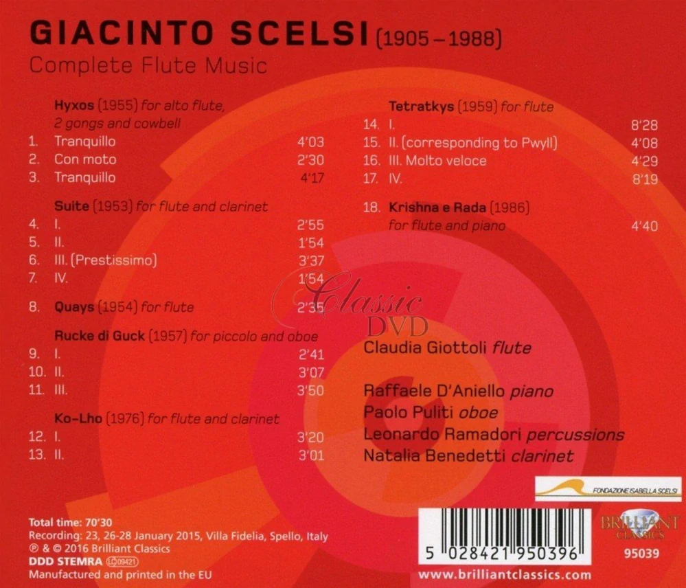 GIACINTO SCELSI: Complete Flute Music (CD)
