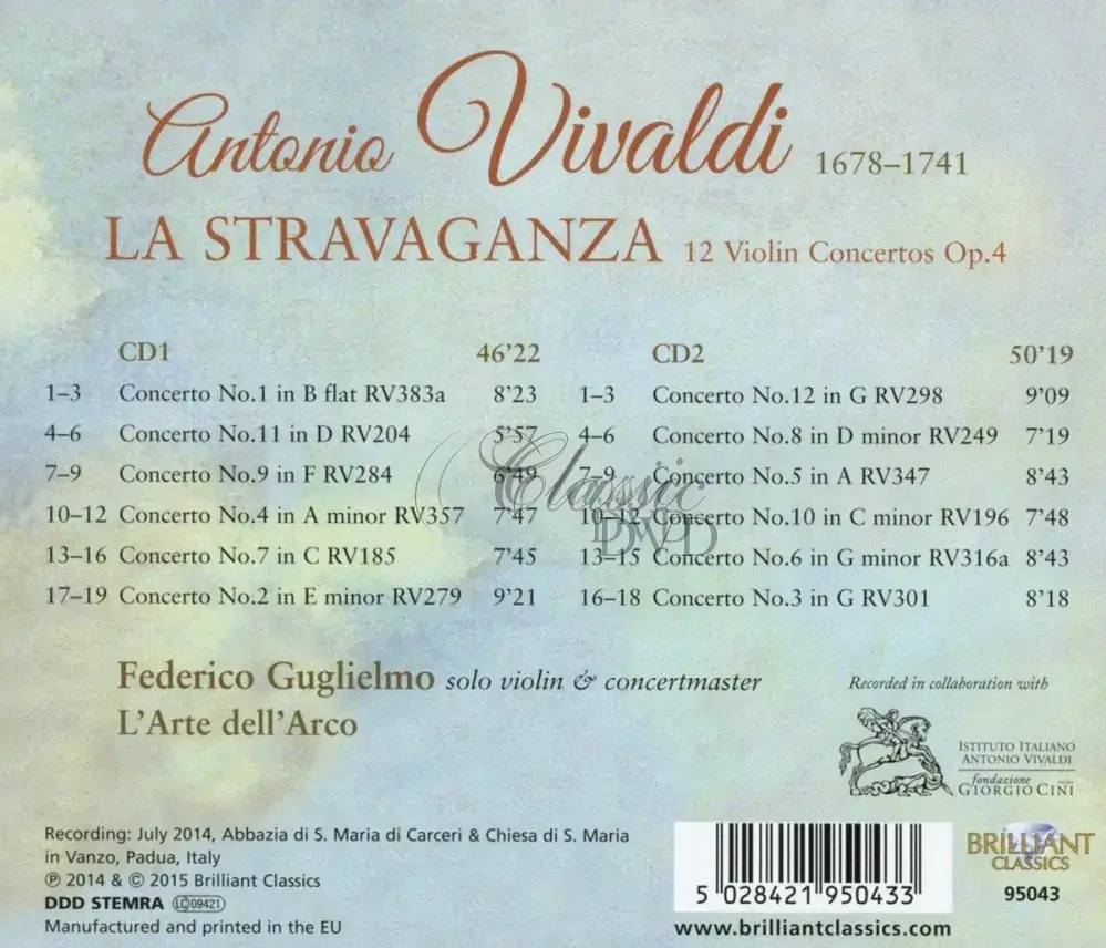 VIVALDI: La Stravaganza Op.4; L'Arte dell'Arco, Federico Guglielmo (2CD)