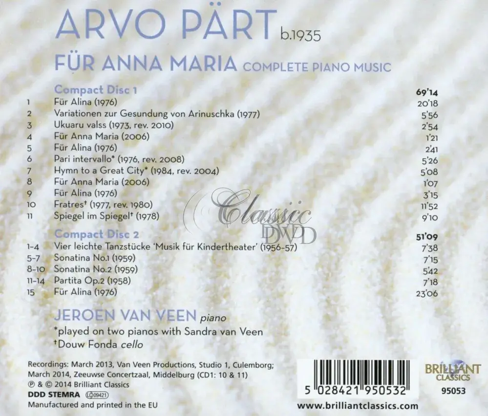 Arvo Pärt: Für Anna Maria, Complete Piano Music (2CD)