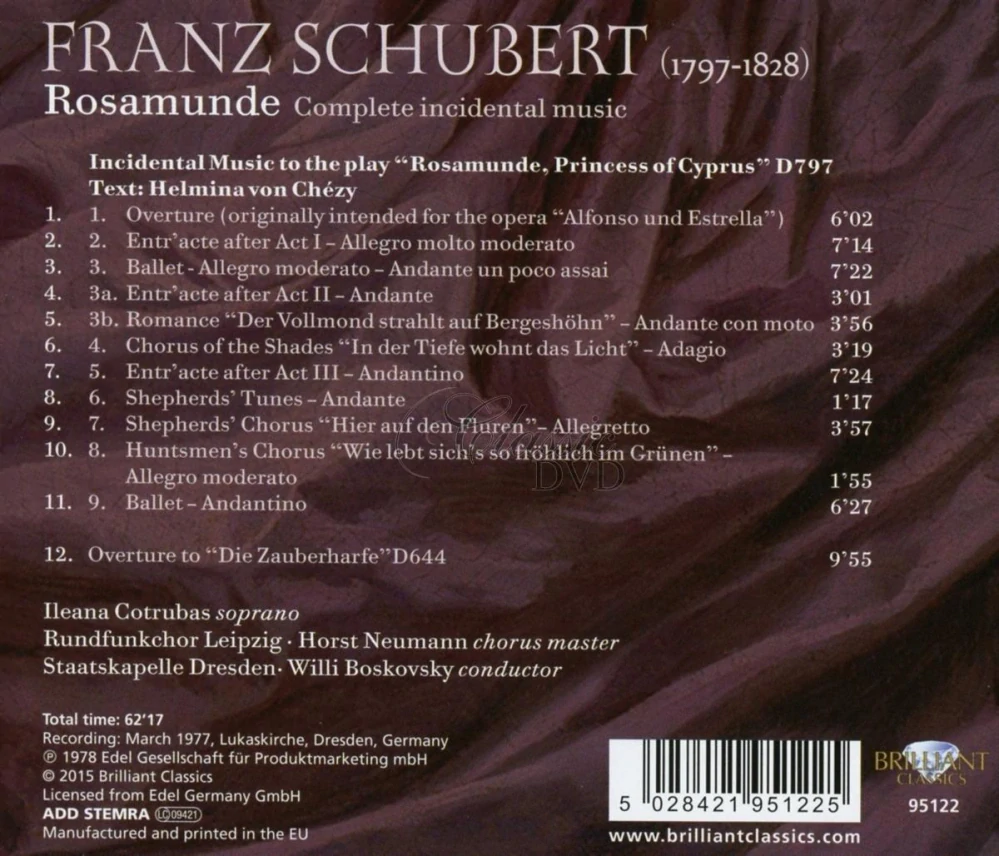 SCHUBERT: Rosamunde - Complete Incidental Music (CD)