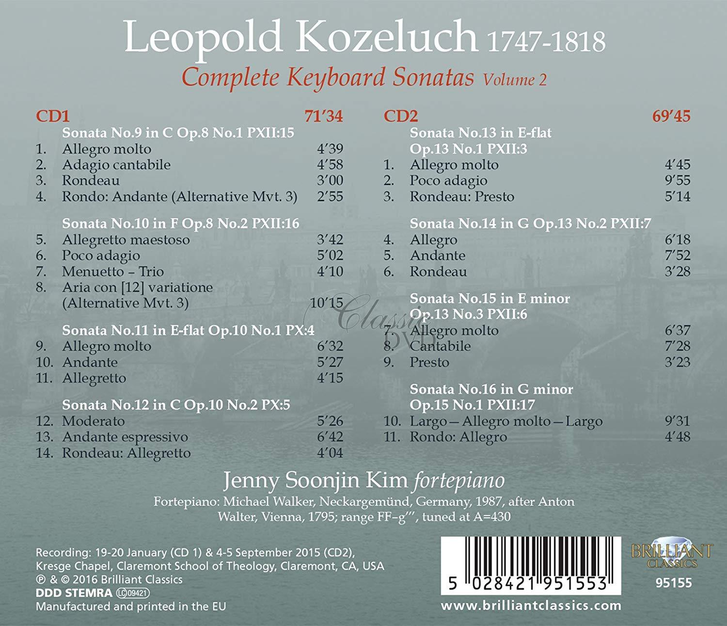 KOZELUCH: Complete Keyboard Sonatas Vol.2; Jenny Kim (2CD)