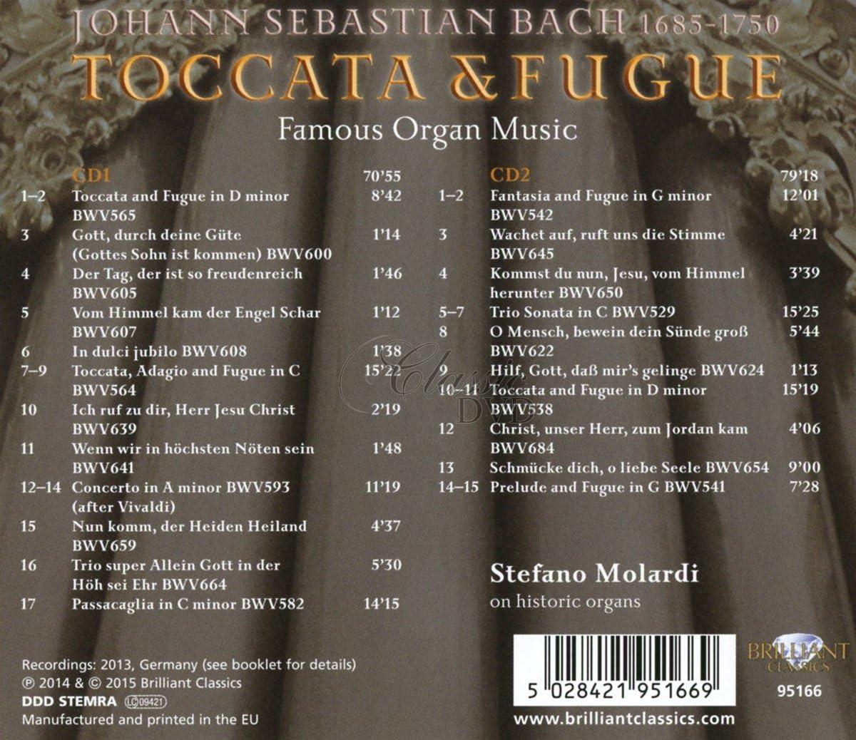 J.S. BACH: Toccata & Fugue - Famous Organ Music; Stefano Molardi (2CD)