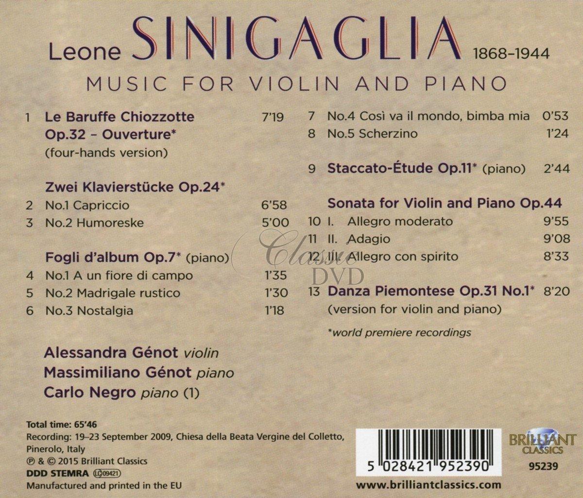 SINIGAGLIA: Music for Violin and Piano (CD)