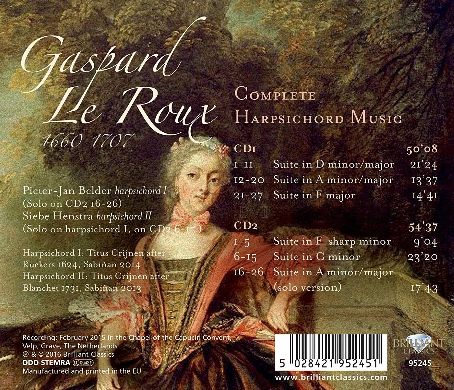 GASPARD LE ROUX: Complete Harpsichord Music; Pieter-Jan Belder (2CD)