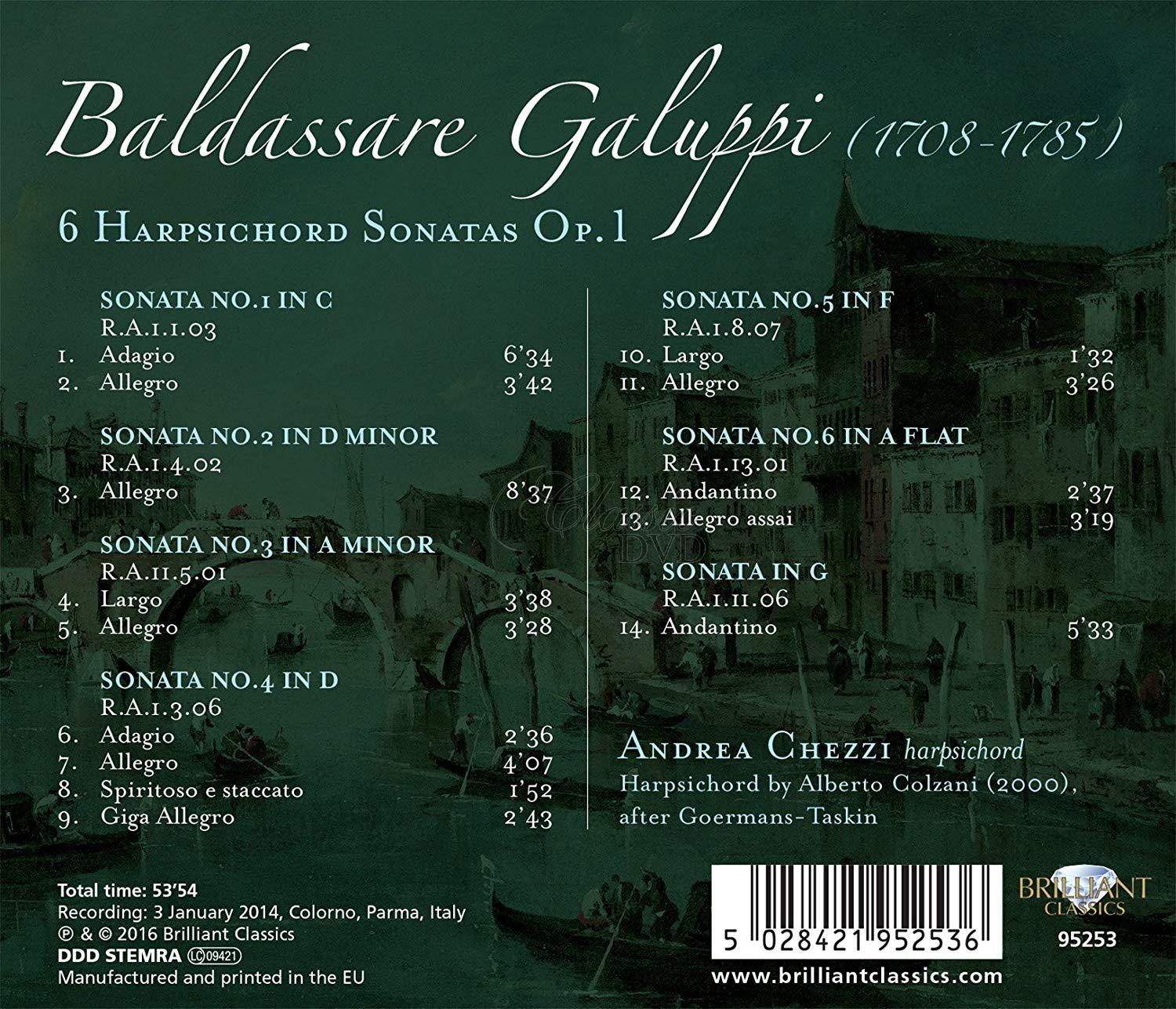 GALUPPI: 6 Harpsichord Sonatas Op.1, Andrea Chezzi (CD)