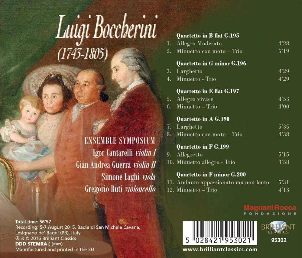 BOCCHERINI: 6 String Quartets Op.26 (CD)