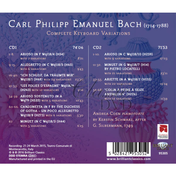 CPE BACH: Complete Keyboard Variations; Andrea Coen (2CD)