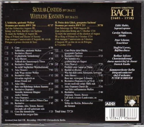 BACH,J.S.: Secular Cantatas BWV 206 & 215 (CD)