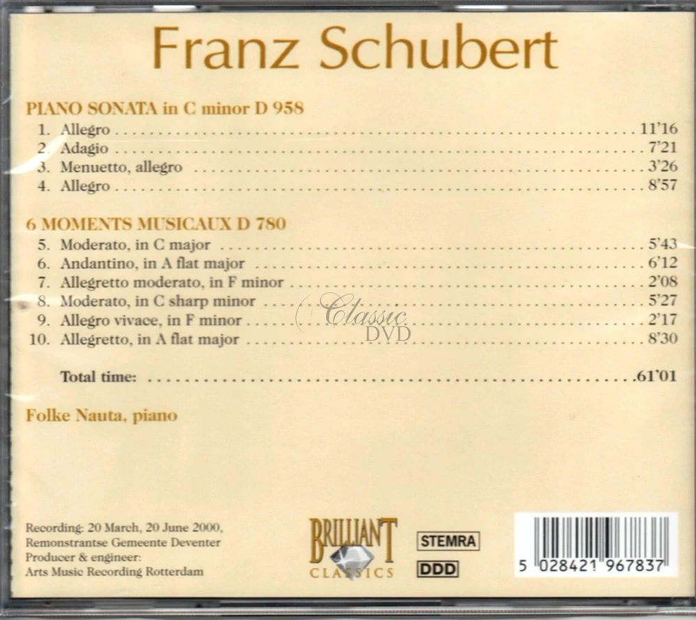 SCHUBERT,F.: Piano Sonata in C minor D958; Moments Musicaux (CD)