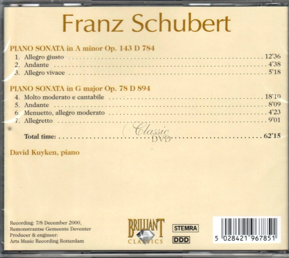 SCHUBERT,F.: Piano Sonatas D784, D894 (CD)