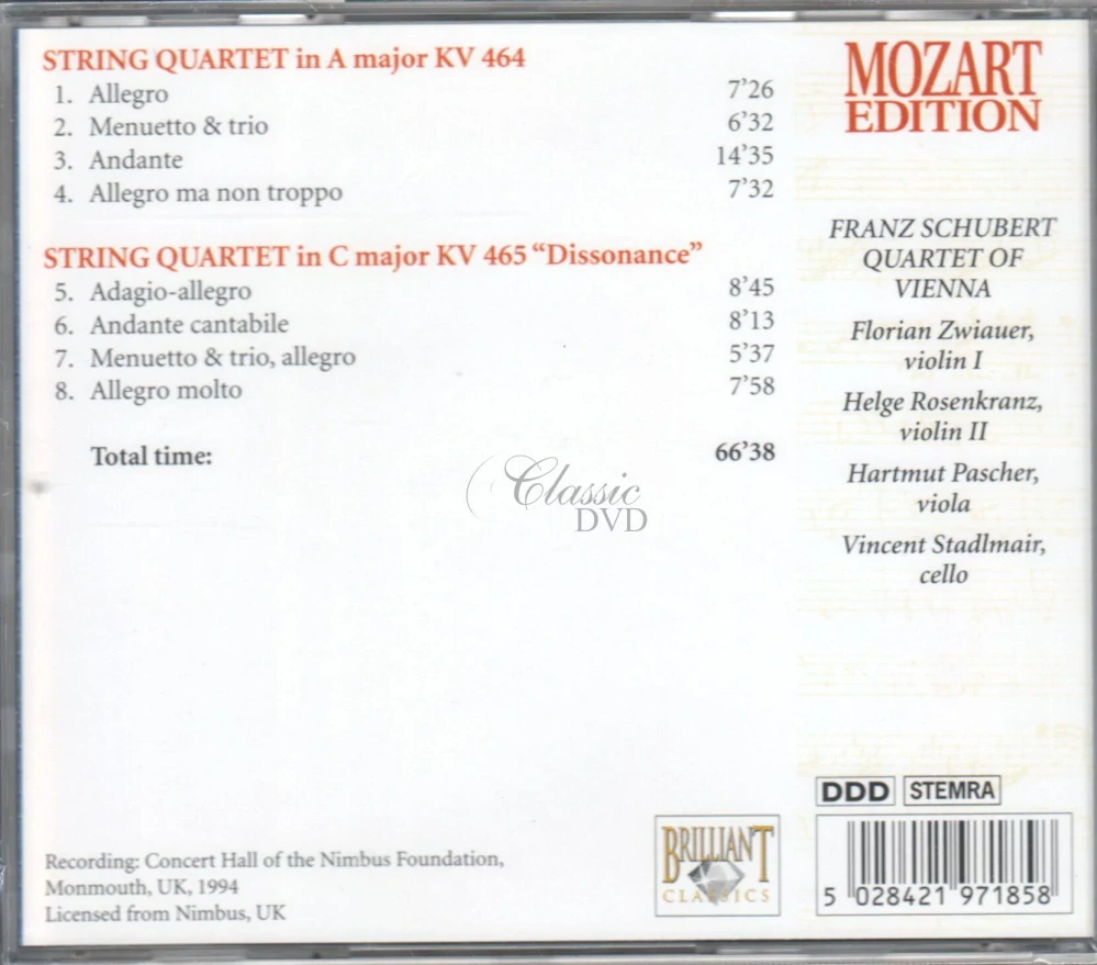 MOZART,W.A.: String Quartets KV 464 & KV 465 (CD)