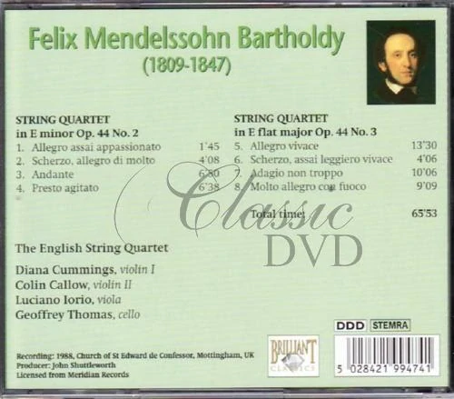 Felix Mendelssohn Bartholdy: String Quartets Op. 44 Nos. 2 & 3 (CD)