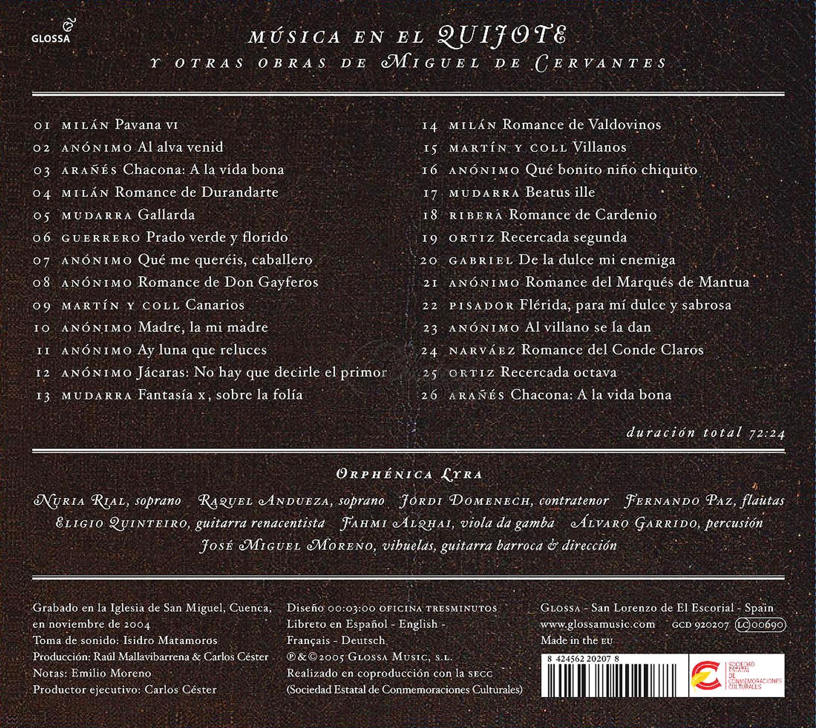 Musica en el Quijote - Romances, songs, instrumental pieces (CD)