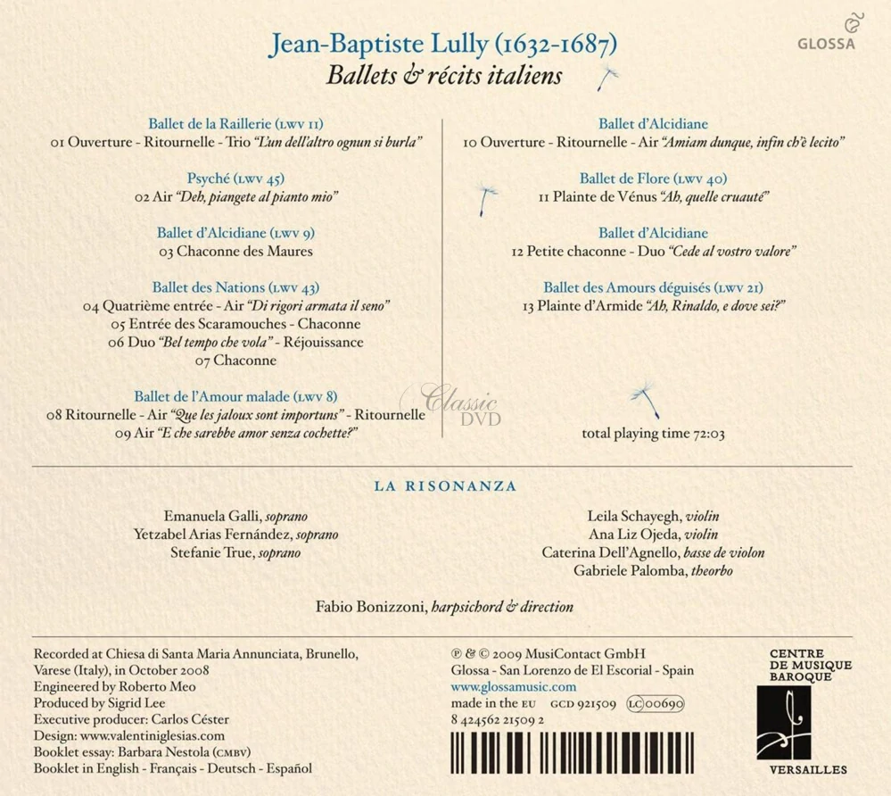 Jean-Baptiste Lully: Ballets & Recits Italiens (CD)