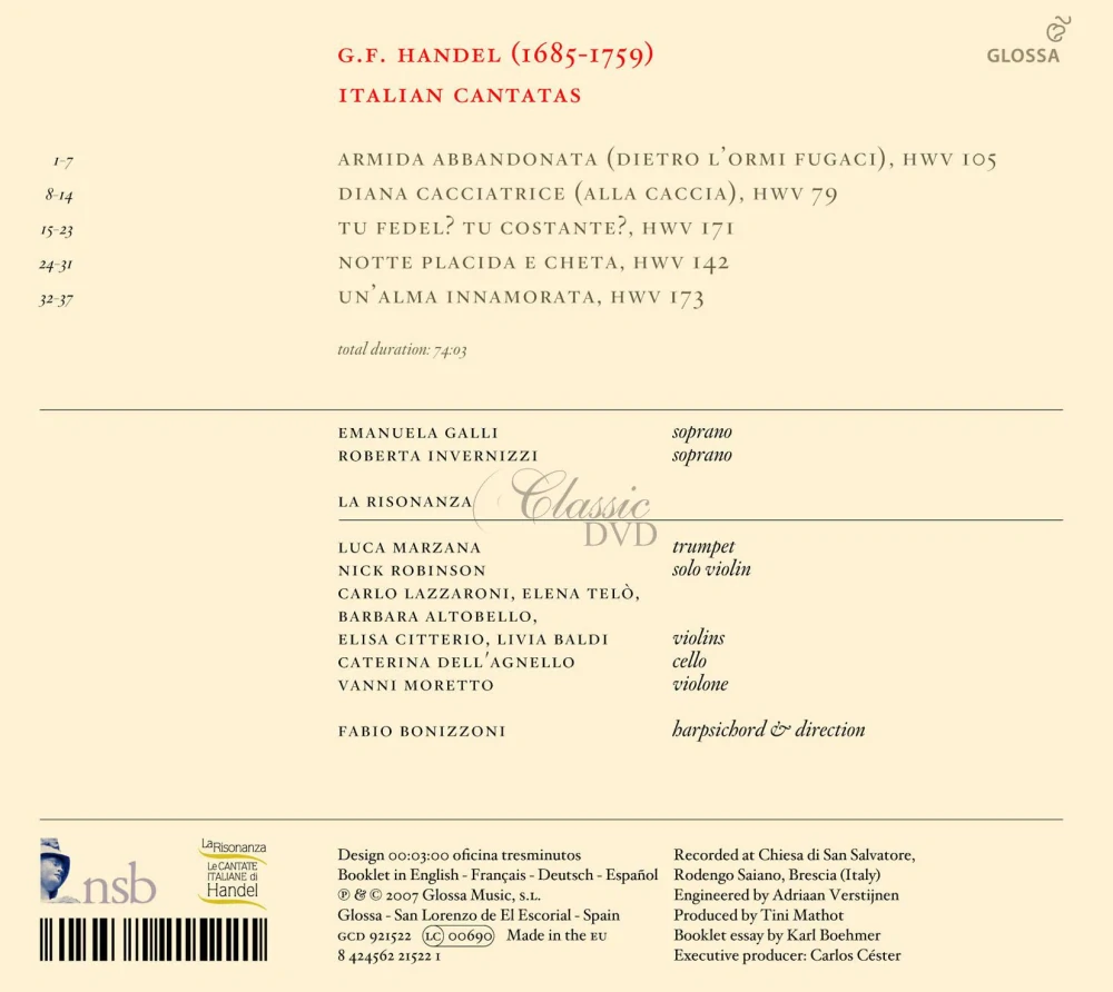 HÄNDEL,G.F.: Italian cantatas Vol.2 - Cantatas for Marchese Ruspoli (CD)
