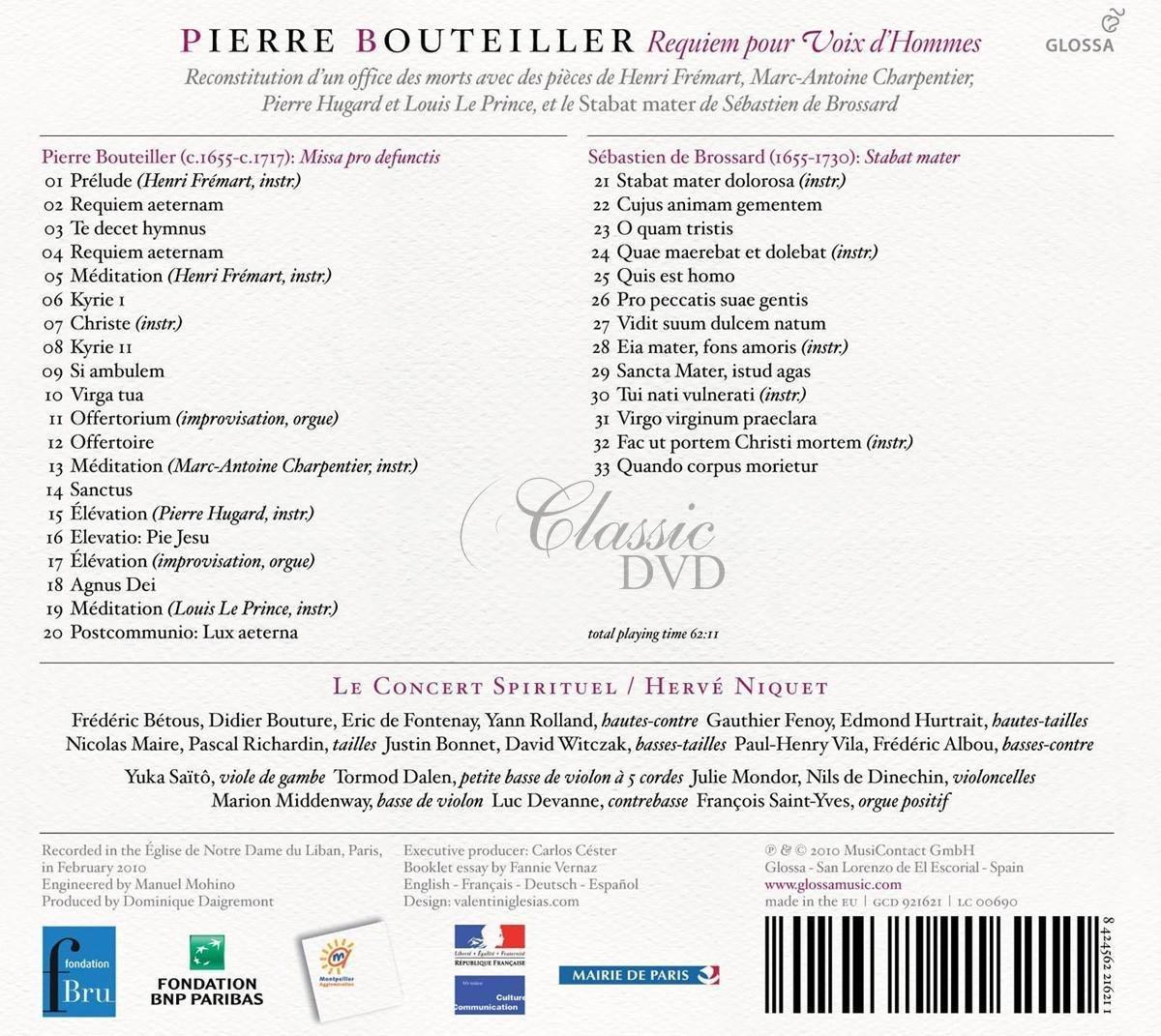 BOUTEILLER,P.: Requiem pour Voix d'Hommes - Missa pro defunctis, Stabat Mater (CD)