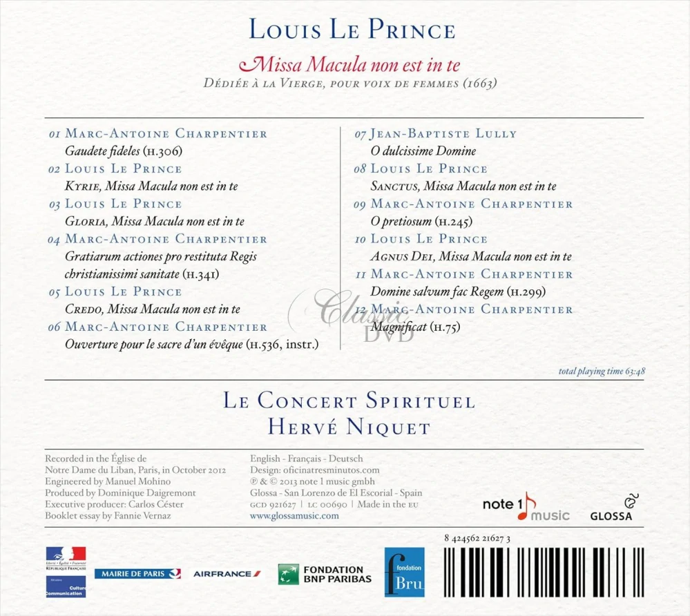 Louis le Prince - Missa Macula non est in te / Charpentier & Lully (CD)
