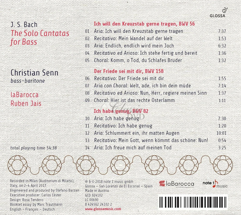JS Bach: Solo Cantatas for Bass (CD)