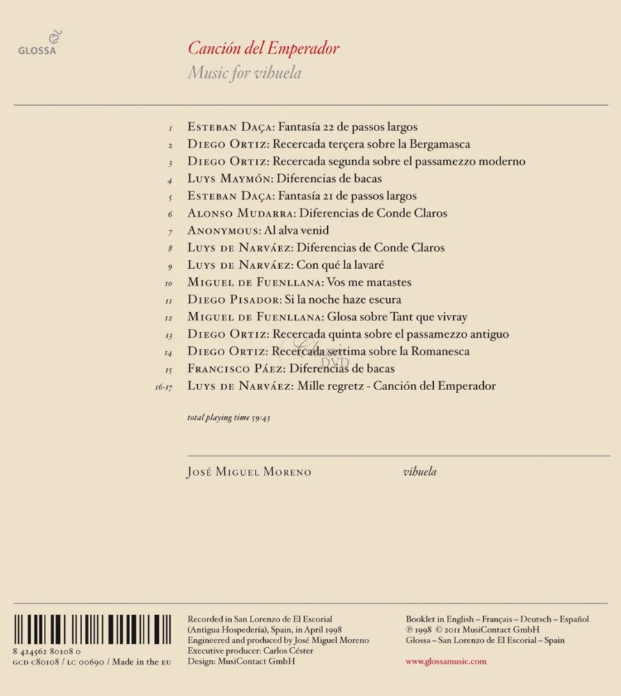 CANCIÓN DEL EMPERADOR: Music for vihuela (CD)
