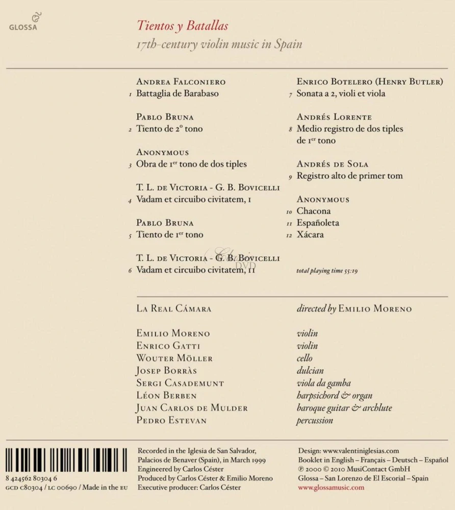 TIENTOS Y BATALLAS: 17th-century violin music in Spain (CD)