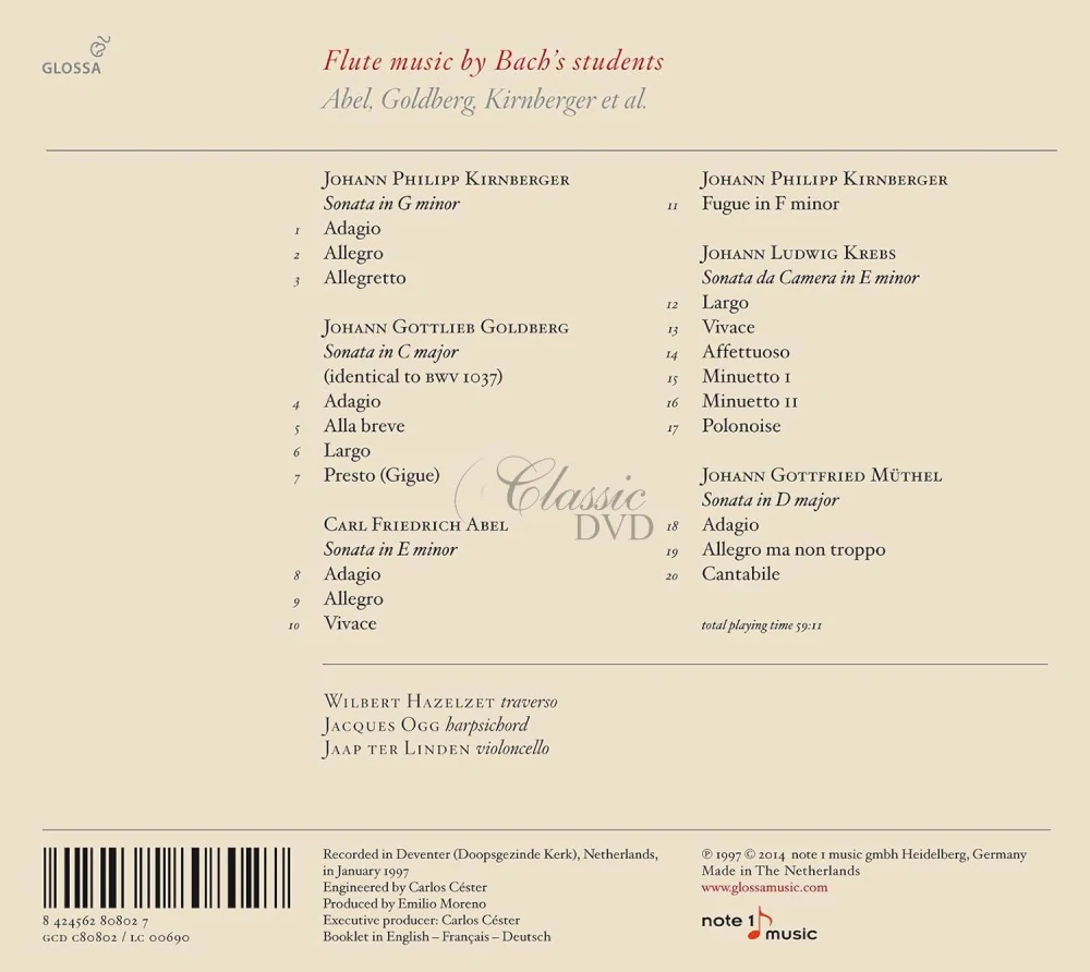 FLUTE MUSIC BY BACH’S STUDENTS (CD)