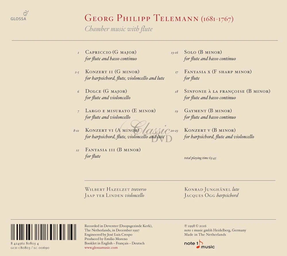Telemann: Chamber music with flute (CD)