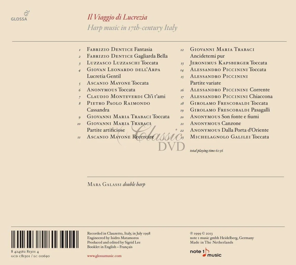 Il viaggio di Lucrezia - Harp Music in 17th Century Italy (CD)