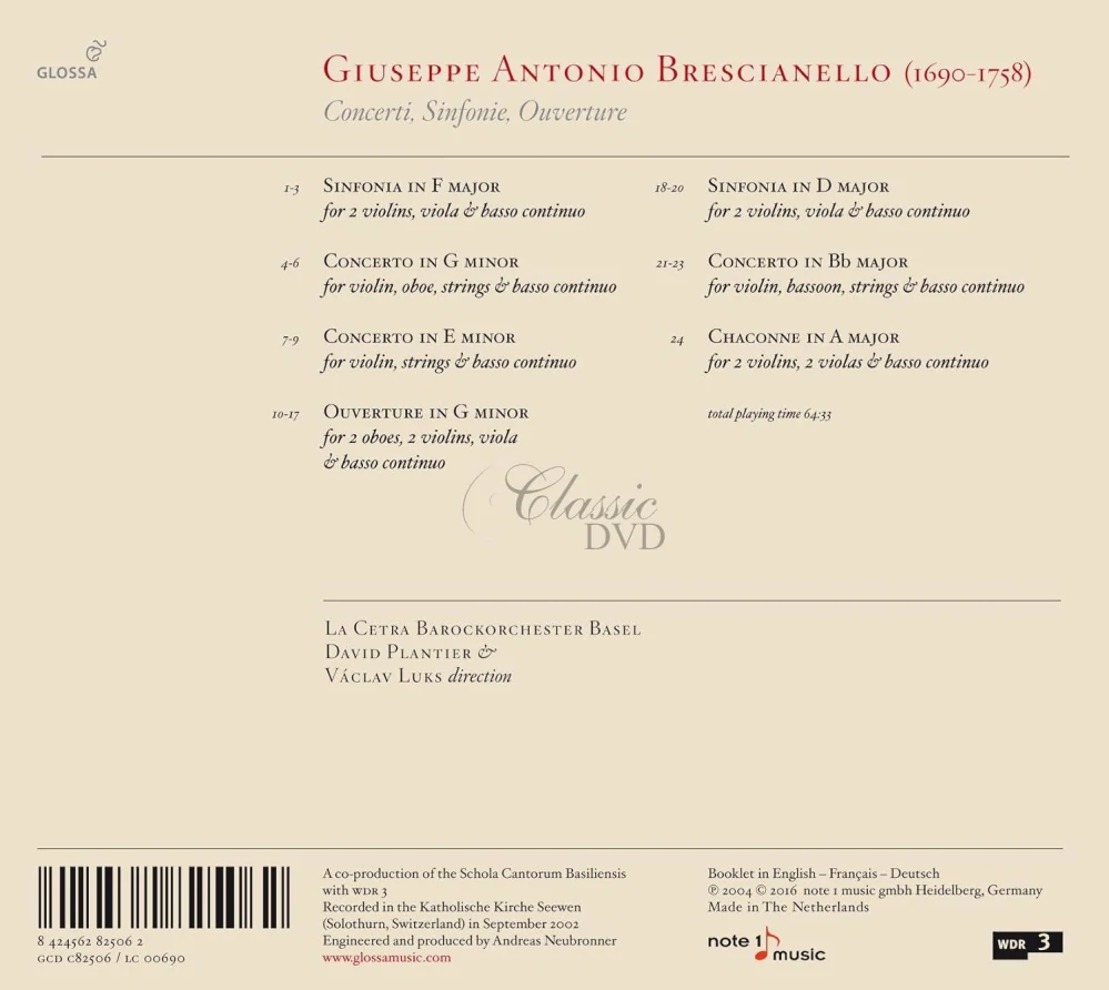 Giuseppe Antonio Brescianello: Concerti, Sinfonie & Ouverture (CD)