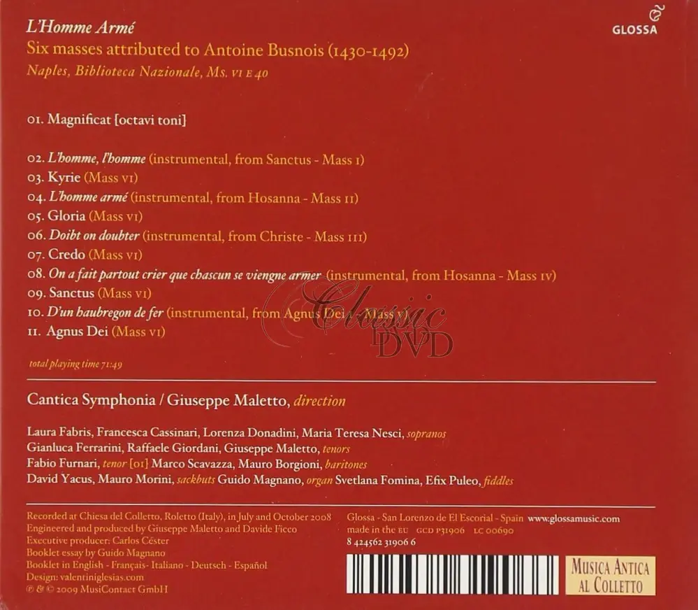 L’HOMME ARMÉ Six masses attributed to Antoine Busnois (CD)
