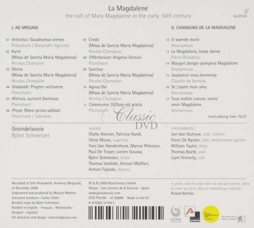 LA MAGDALENE: The cult of Mary Magdalene in the early 16th century (CD)