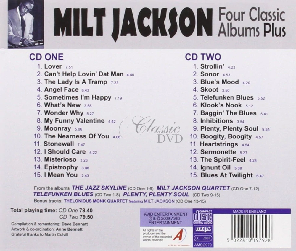 MILT JACKSON: Four Classic Albums Plus (2CD)