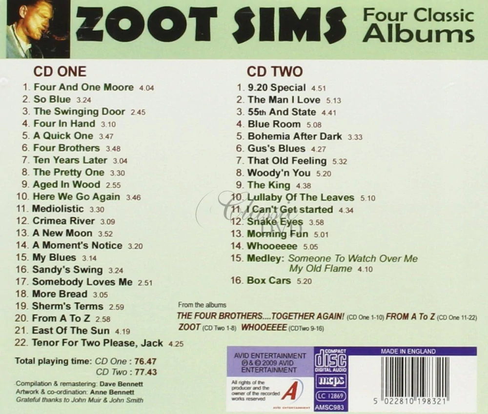 ZOOT SIMS: Four Classic Albums (2CD)