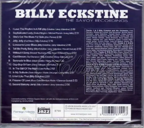 BILLY ECKSTINE The Savoy Recordings (CD)