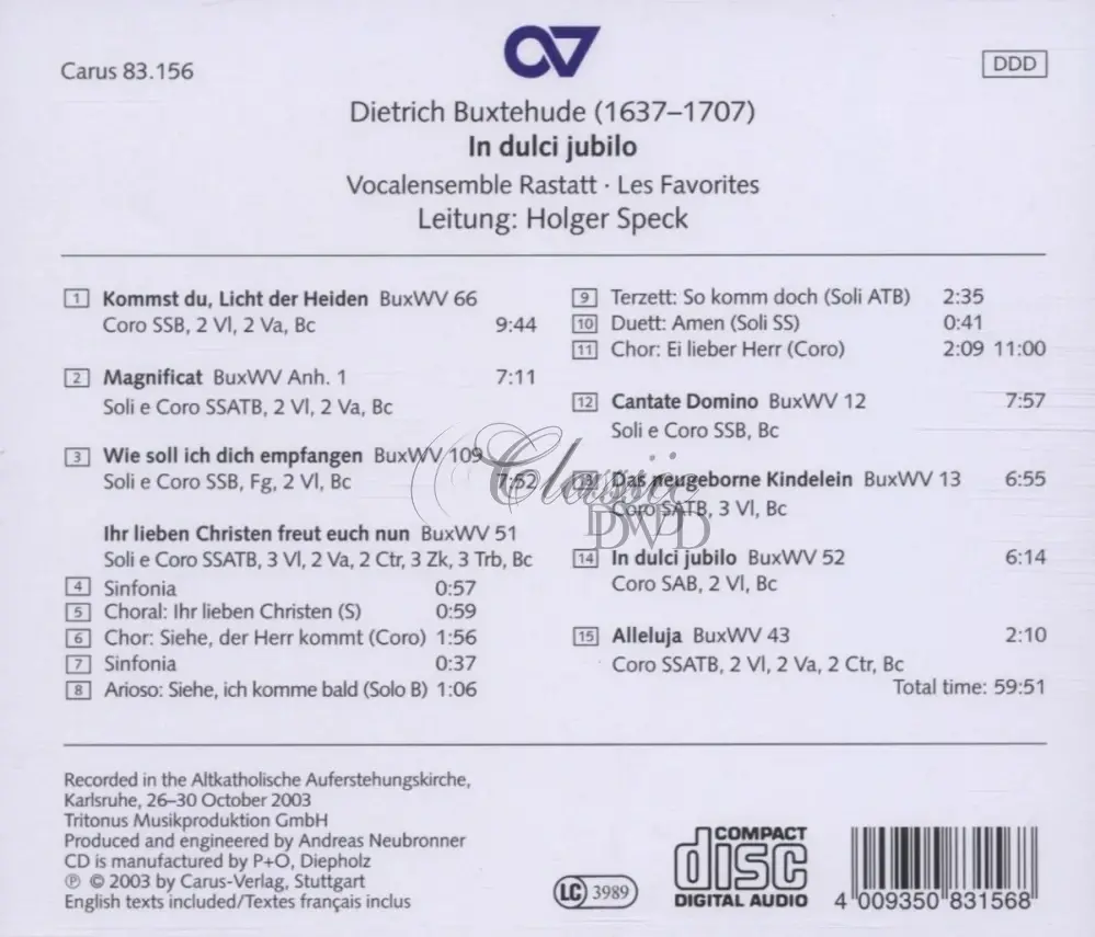 BUXTEHUDE,D.: In dulci jubilo (CD)