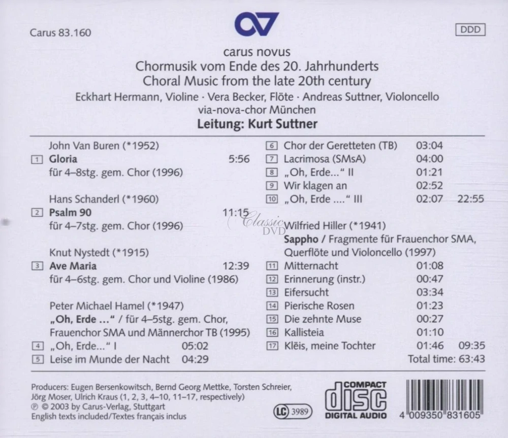 BUREN-SCHANDERL: Choral music from the late 20th century (CD)