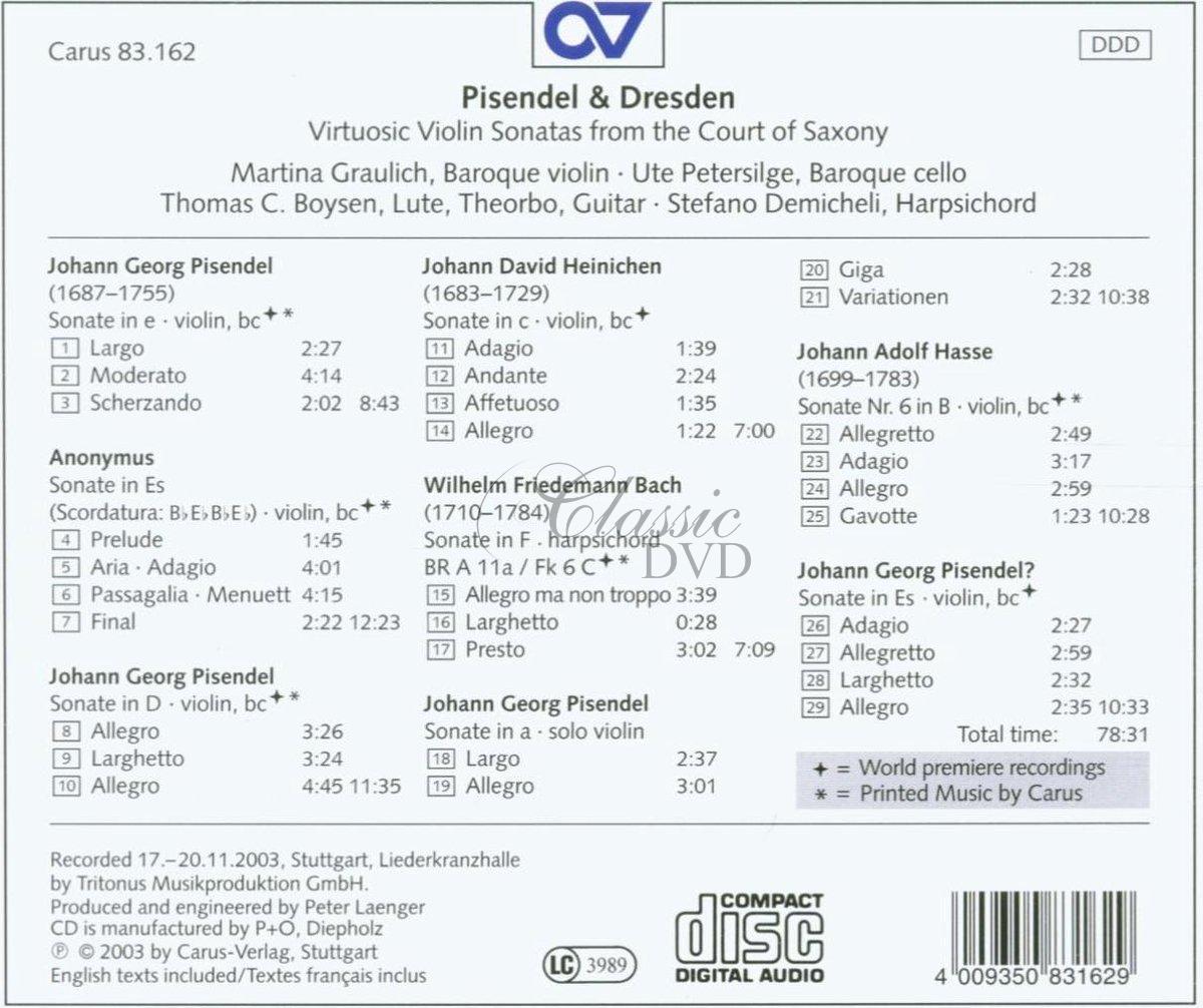 PISENDEL & DRESDEN: Violin sonatas from the Court of Saxony (CD)