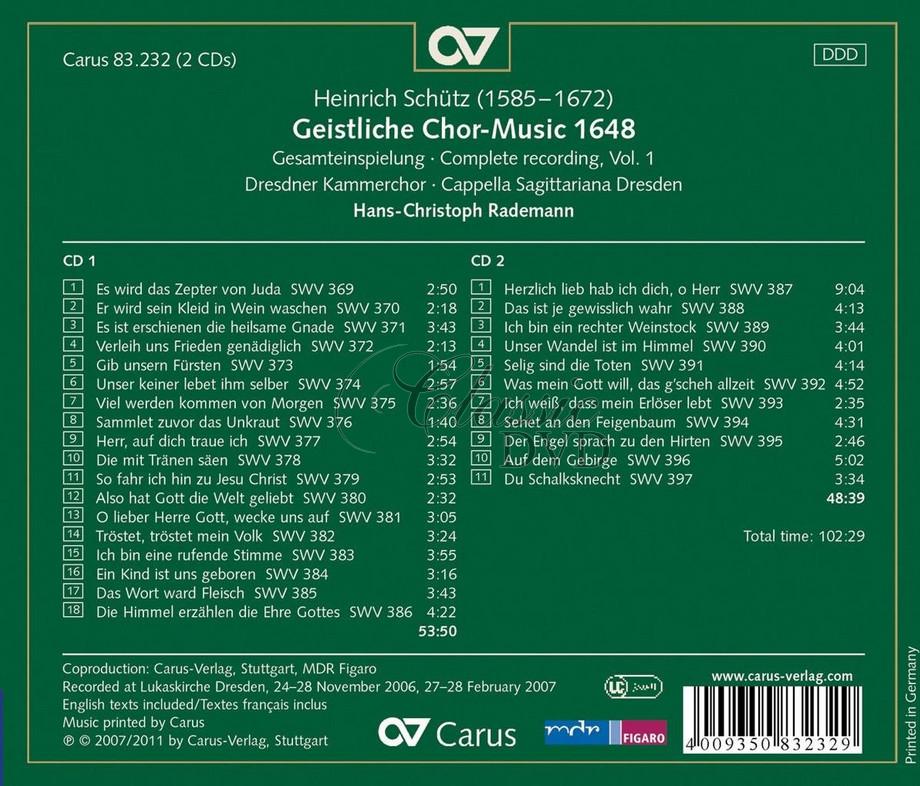SCHÜTZ,H.: Geistliche Chor-Music 1648 (2CD)