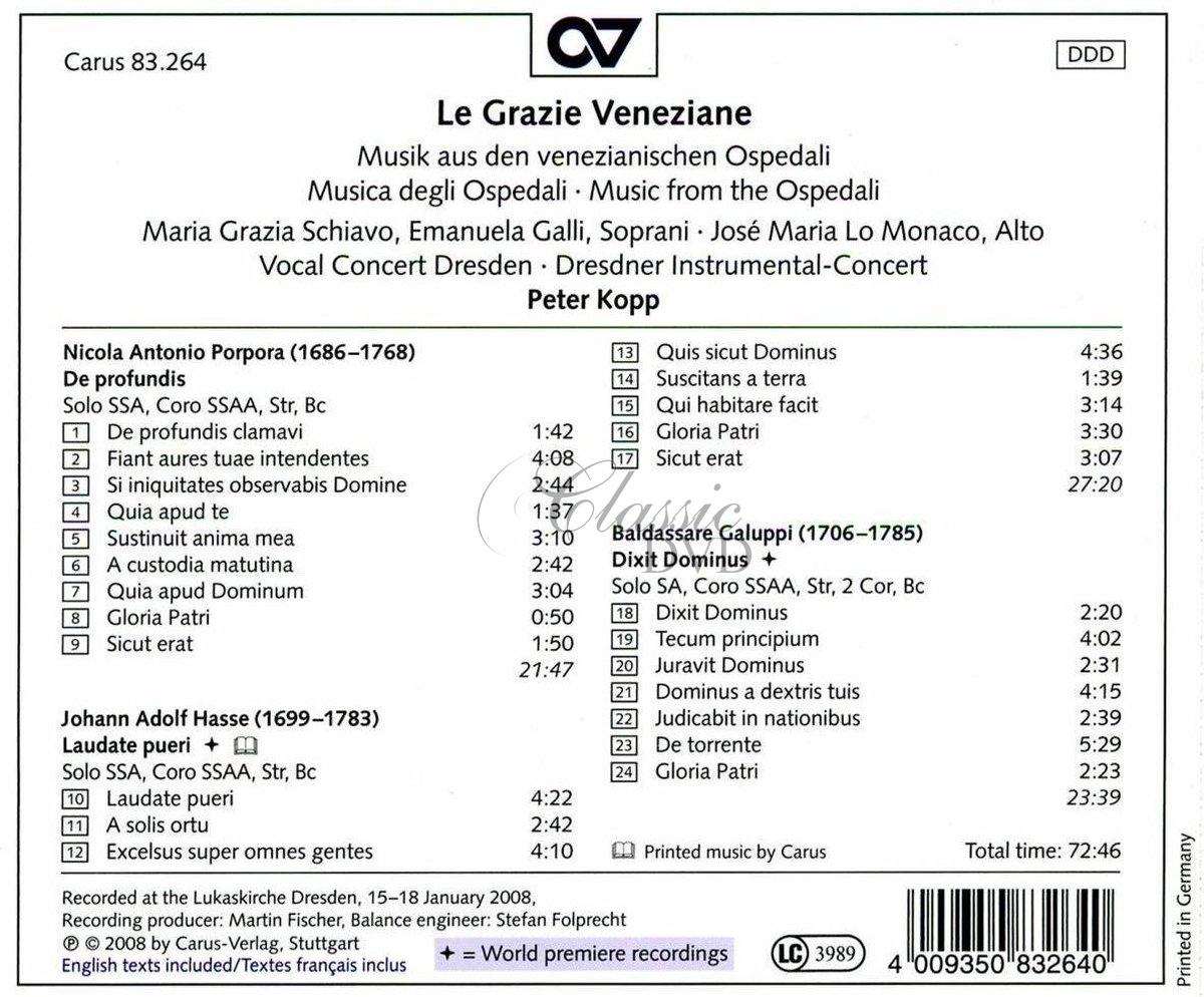 LA GRAZIE VENEZIANE: Music from the Ospedali (CD)