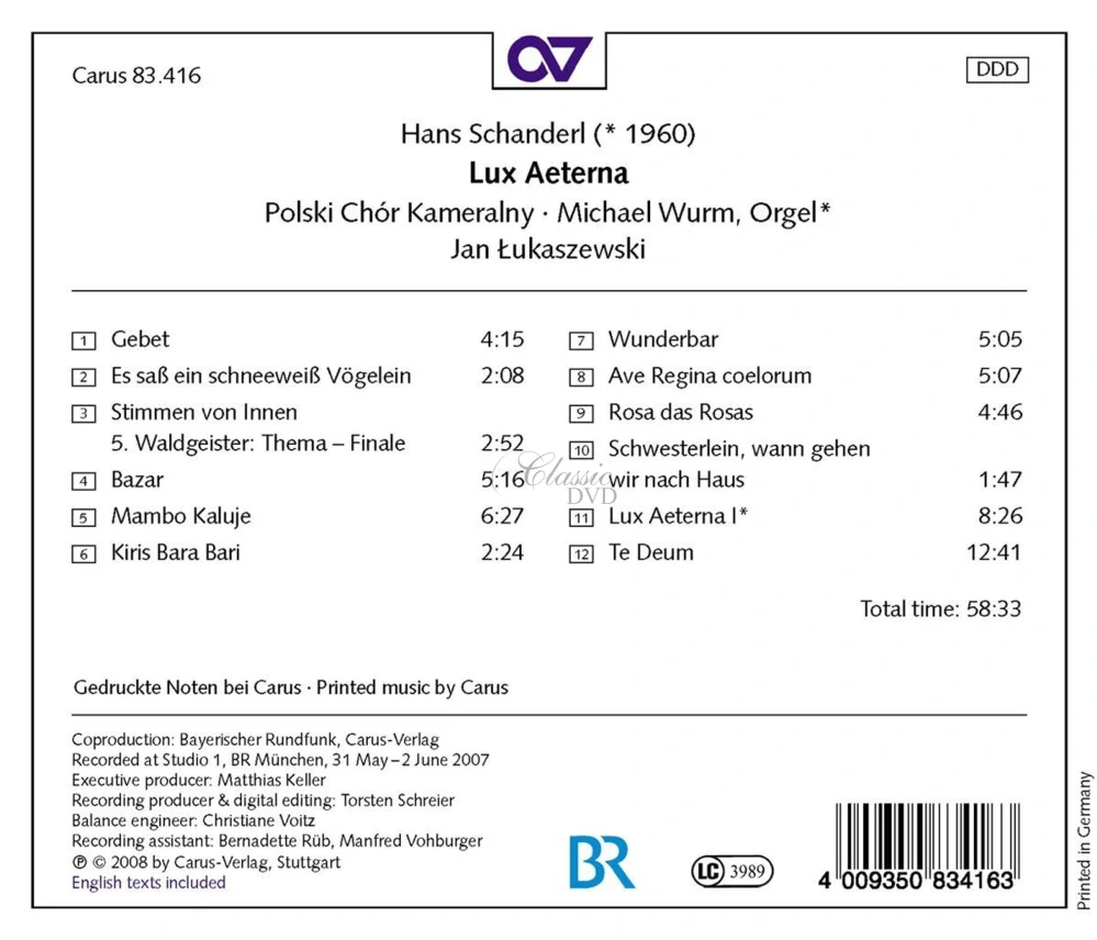SCHANDERL,H.: Lux Aeterna (CD)