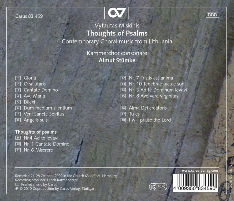 MISKINIS,V.: Thoughts of psalms - Contemporary Choral music from Lithuania (CD)