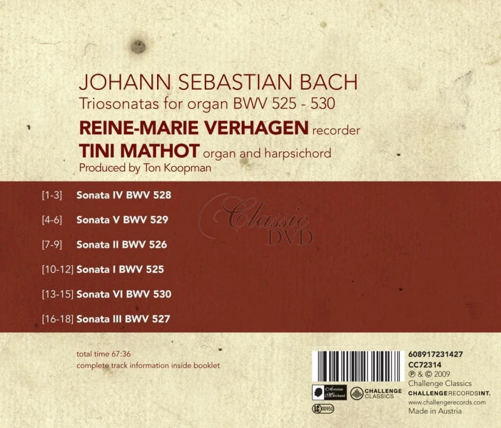BACH,J.S.: Trio Sonatas BWV 525-530 (CD)