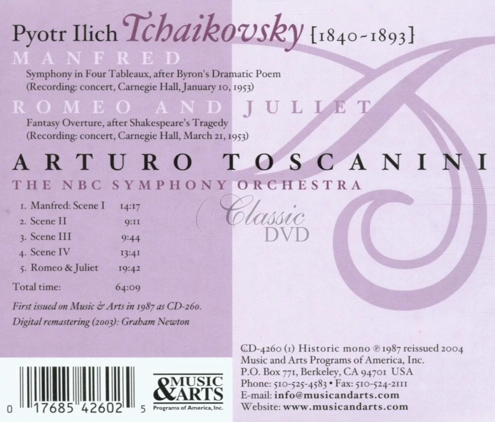 ARTURO TOSCANINI: Conducts Tchaikovsky 1953 (CD)
