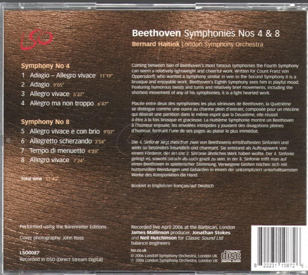 BEETHOVEN,L.V.: Symfonie 4,8 (CD)