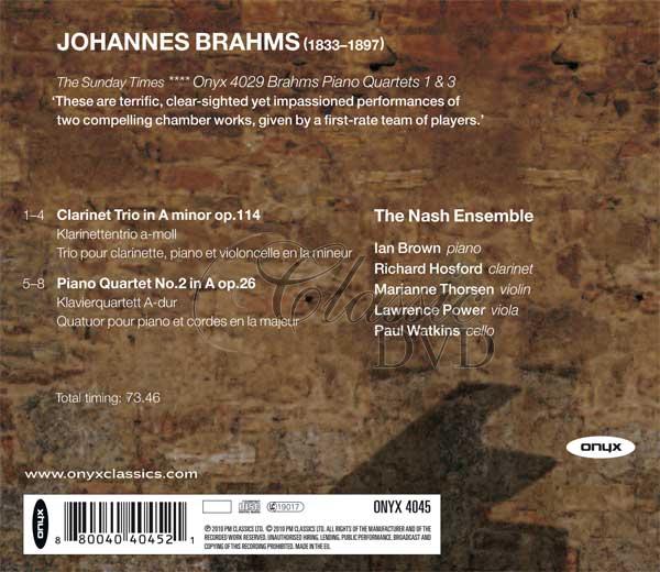 BRAHMS,J.: Piano Quartet No.2; Clarinet Trio (CD)