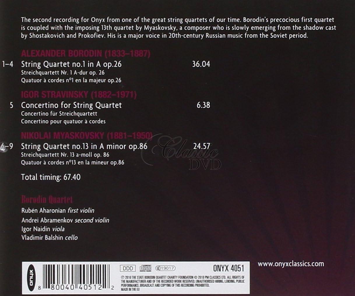 BORODIN QUARTET: Borodin, Stravinsky, Myaskovsky - String quartets (CD)