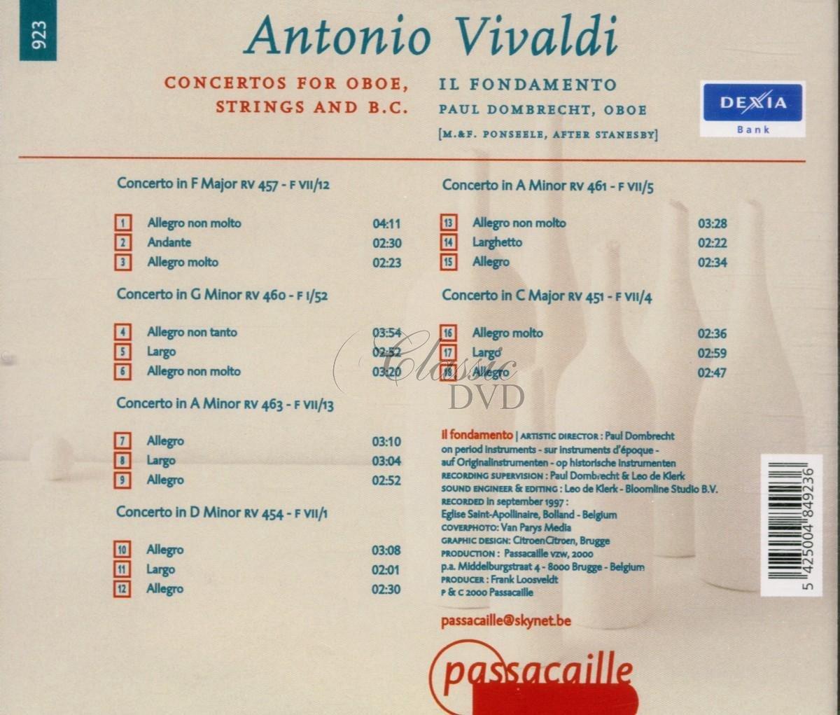 VIVALDI,A.: Concertos for oboe, strings and basso continuo (CD)