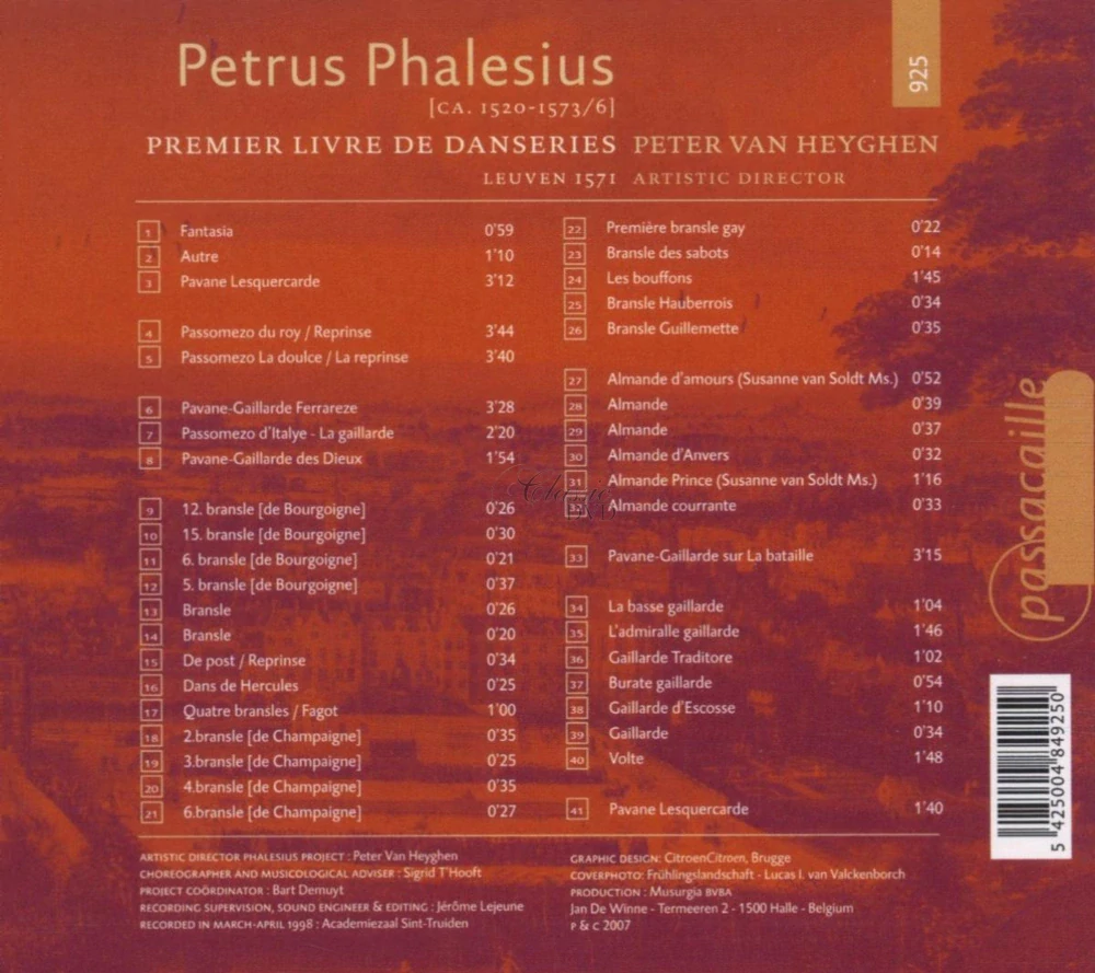PHALESIUS,P.: Premier Livre de Danseries Leuven 1571 (CD)
