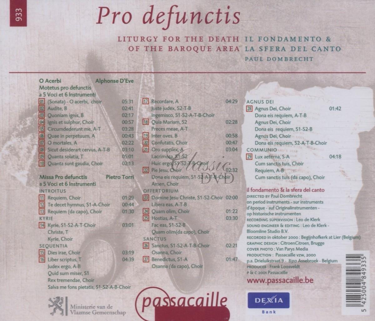 PRO DEFUNCTIS: Liturgy for the death of the baroque era (CD)