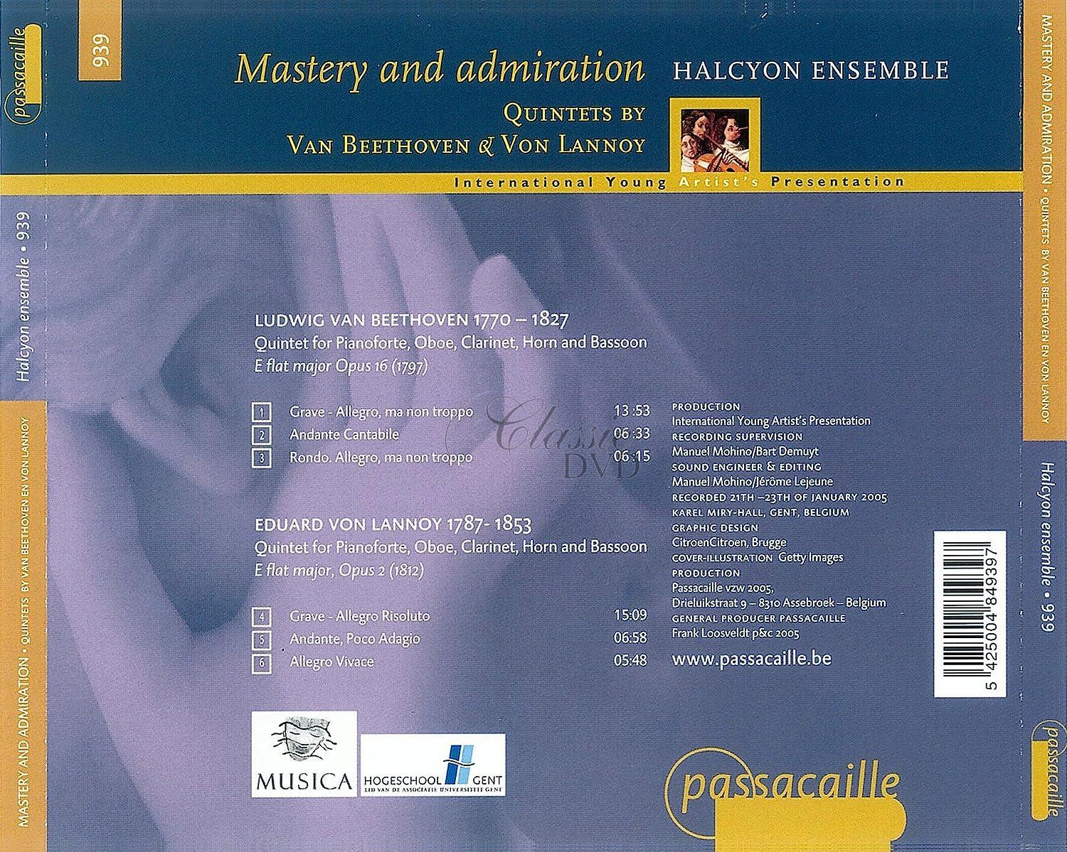 BEETHOVEN, LANNOY Quintets - Mastery And Admiration (CD)